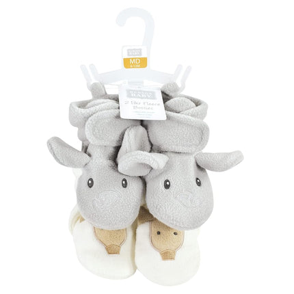 Chaussettes-chaussons en molleton à motif animal pour bébé fille Hudson Baby, lot de 2, éléphant/girafe gris, 18-24 mois