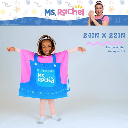 Franco Ms. Rachel Kids Beach/Pool/Bath/Camping Hooded Towel Poncho 24" X 22", Absorbent Cotton Cover up, (Officially Licensed Product)