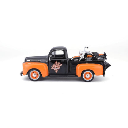 Maisto 1:24 W/B Harley Davidson 1948 Ford F1 Pick up & Flh Duo Glide 1958 Diecast Vehicles