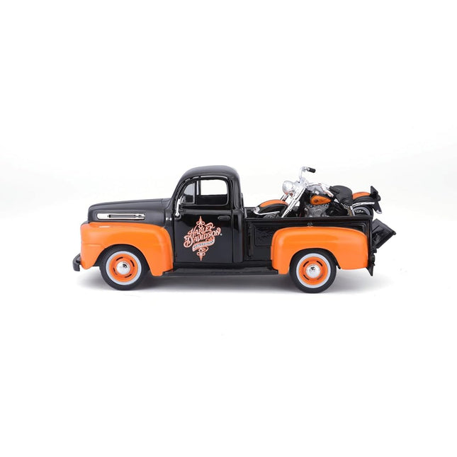 Maisto 1:24 W/B Harley Davidson 1948 Ford F1 Pick up & Flh Duo Glide 1958 Diecast Vehicles
