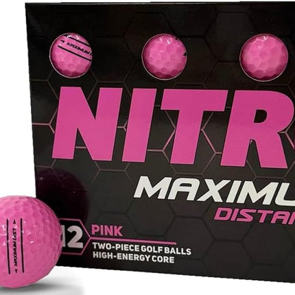 Nitro NMD12PBXC Maximum Distance Golf Ball, 12-Pack, Pink