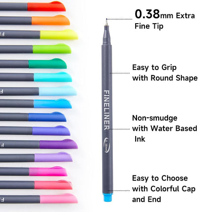 Shuttle Art 100 Fineliners, 0.4 mm Fine Tip Fiber Pen Set with 100 Colours, 8 Templates, 2 Adult Colouring Books, Ideal for Bullet Journal