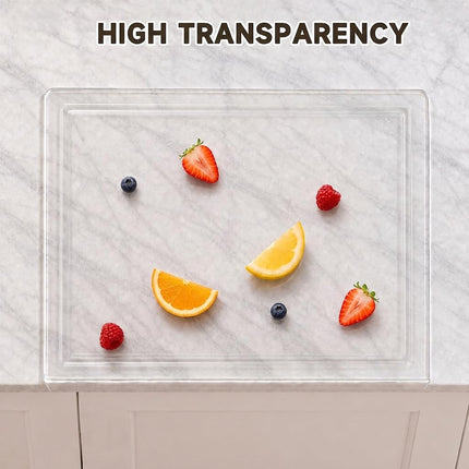 Acrylic Cutting Board with Juice Groove, Non Slip Clear Cutting Board with Counter Lip, 17.5x13.5 Inch Cutting Boards for Kitchen Countertop, Dough Mat, Kitchen Gadgets 2024, Gifts for Women