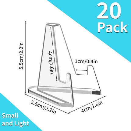 Reastar Card Display Stand, 20 Pcs Small Easel, Acrylic Card Holder, 2.2 in