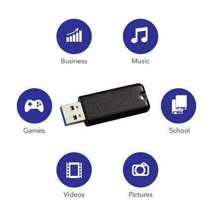 Verbatim 49320 256 GB PinStripe USB 3.0 Drive - Black