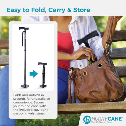 HurryCane Freedom Edition Folding Cane with T Handle, Pathfinder Purple