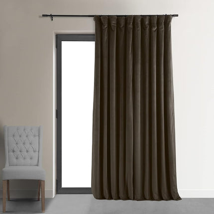HPD Half Price Drapes Signature Velvet Thermal Blackout Curtains for Living Room 96 Inch Long (1 Panel) Rod Pocket Insulated Blackout Curtains for Bedroom Window Curtains, 100W x 96L, Java