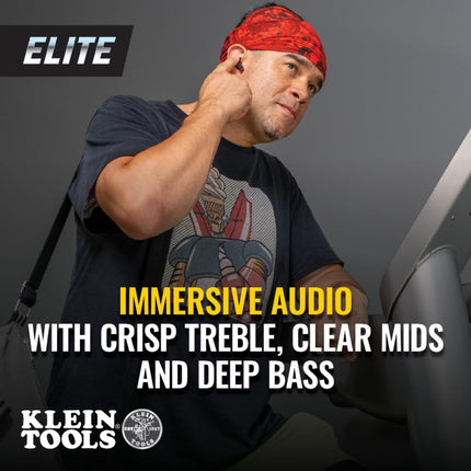 KLEIN TOOLS AESEB2 Auriculares Bluetooth Elite, Tapones para los oídos Inalámbricos Verdaderos, Protección Auditiva NRR 25 DB, 24 Horas de Duración de Batería, Pantalla LED Digital
