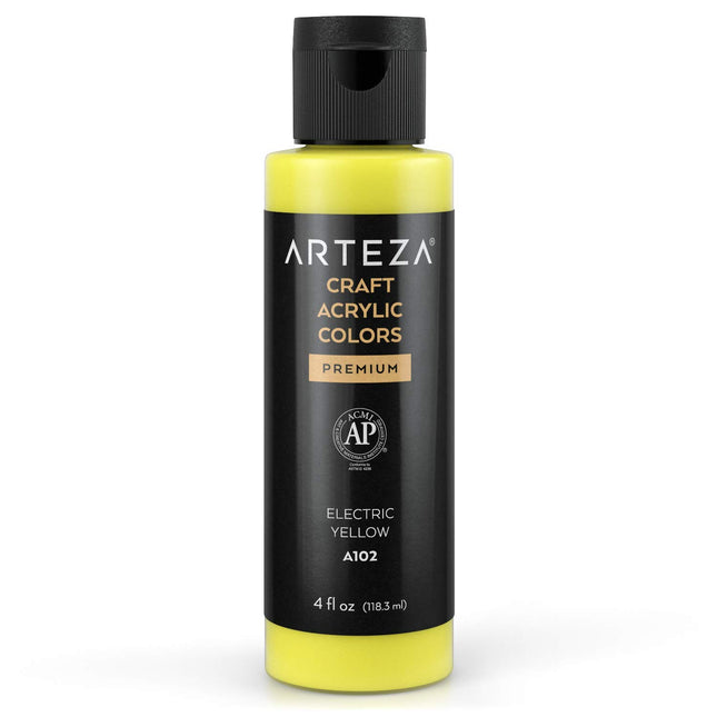 ARTEZA Craft Acrylic Paint, A102 Electric Yellow, 