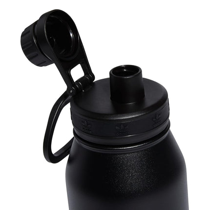 adidas Originals 1 Liter (32 oz) Metal Water Bottle, Hot/Cold Double-Walled Insulated 18/8 Stainless Steel, Black/White