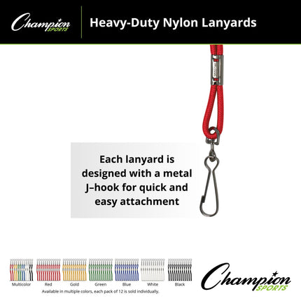Cordones de nailon Champion Sports con clip de gancho en J, blancos - Paquete de 12 (tarjeta de venta al por menor)