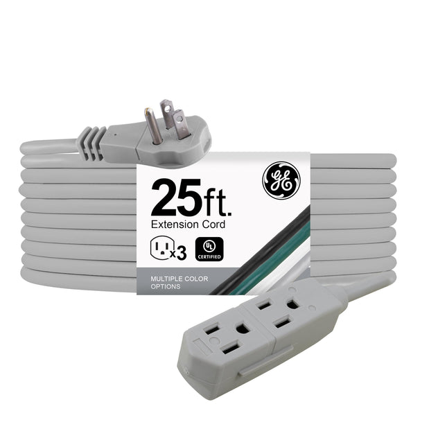 GE Indoor Extension Cord, 25 Ft Power Cable, 3 Gro
