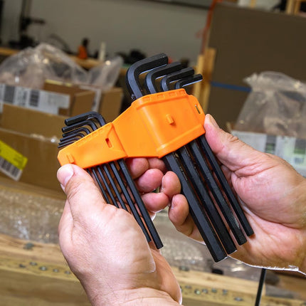 KLEIN TOOLS LS22 22-Piece Long Hex Key Set, SAE and Metric, Heat-Treated, L Style Key Sizes 1/16-Inch to 3/8-Inch and 1.5 to 10mm