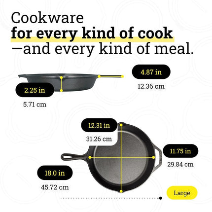 Lodge Pre-Seasoned Cast Iron Skillet Set - Set Includes 8 Inch Skillet, 10.25 Inch Skillet, and 12 inch Skillet - 3 Piece
