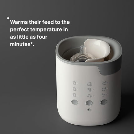 Tommee Tippee New 3 in 1 Advanced Bottle & Pouch Warmer, Breast Milk Safe, Formula Safe, Accurate Temperature Control, BPA Free - White