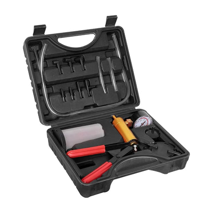 Torin ATRHS-A1998AB 16 Piece Brake Bleeder Kit + Hand held Vacuum Gauge Pump Test Set (2 in 1) with Sponge Protected Case, Adapters: Apply to Bike, Motorcycle, Car and Truck