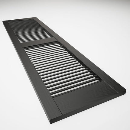 Ekena Millwork LL1S12X02500BL Lifetime Vinyl, Standard Cathedral Top Center Mullion, Open Louver Shutters with Shutter-Loks (Per Pair), Black, 12W x 25H by Ekena Millwork
