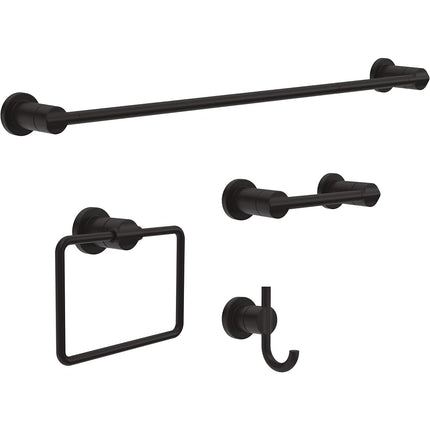 Delta 4-Piece Matte Black Bathroom Set Towel Rack,