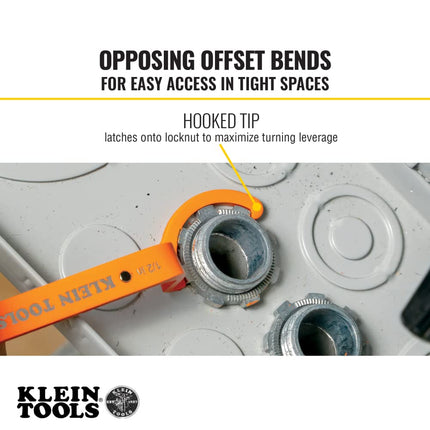 KLEIN TOOLS 50900R Conduit Lockout Wrench Set, Tighten and Loosen Locknuts in Tight Spaces, 1/2, 3/4 and 1-Inch, Offset Bends, 3-Piece