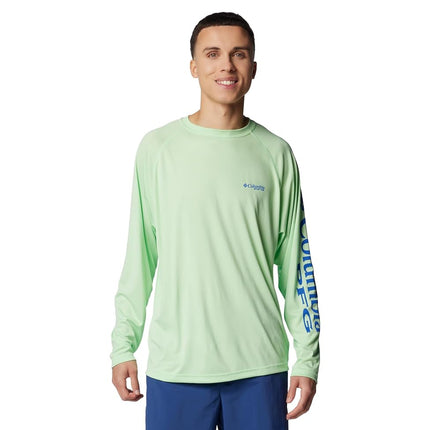 Columbia Men's PFG Terminal Tackle Long Sleeve Shirt, Key West/Vivid Blue Logo, 4X