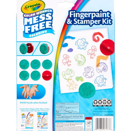 CRAYOLA Color Wonder Mess Free Fingerpaint & Stamper Kit, Safari Stamps for Kids, Color Reveal Ink, Toddler Activity, Gifts, 3+