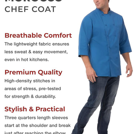 Colour by Chef Works B178-XS 3/4 Sleeve Jacket, X-Small, Blue