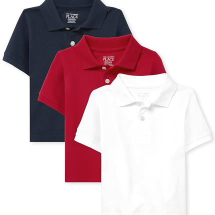 Polo piqué à manches courtes The Children's Place pour bébés garçons et tout-petits, lot de 3, rouge classique/nautique/blanc, 18-24 mois US