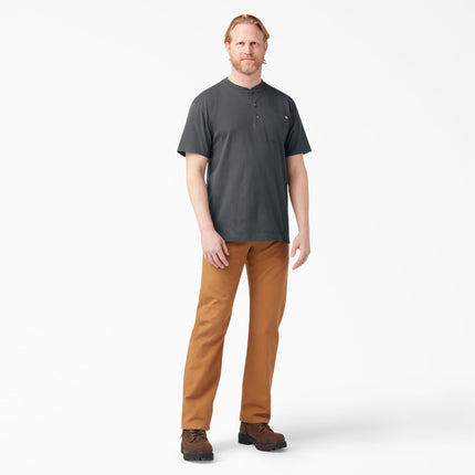 Dickies Men's Heavyweight Henley, Charcoal, Large