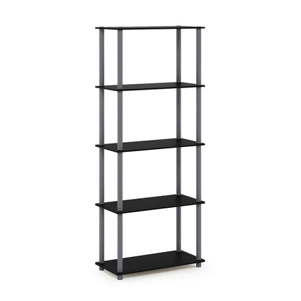 Furinno TURN-N-TUBE 5-Tier Tool-Free Corner Shelf, Black