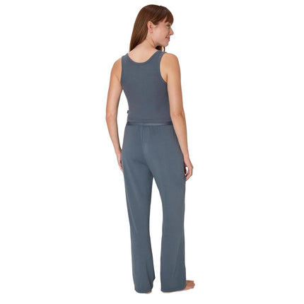 Hanes Women's Originals Supersoft Comfywear 2 Piece Crop Tank & Lounge Pants Loungewear Set, Stargazer Grey/Stargazer Grey, Large
