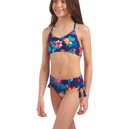 Kanu Surf Girls' Willow V-Neck Bikini Beach Sport 2-Piece Swimsuits, Brooke Navy, 7