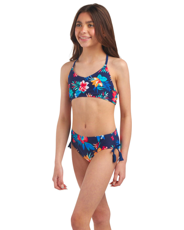 Kanu Surf Girls' Willow V-Neck Bikini Beach Sport 2-Piece Swimsuits, Brooke Navy, 7