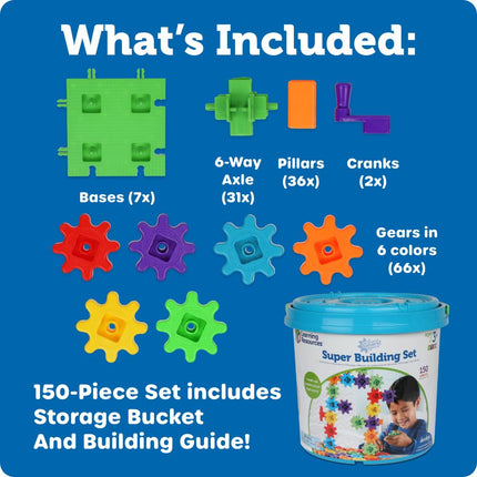 Learning Resources Gears! Gears! Gears! Super Building Set, Gears & Construction Toy, STEM Toys, Gears for Kids
