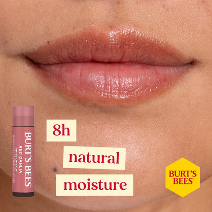Burt's Bees Gift Set, Moisturising Lip Balm, Tinted Lip Balm and Lip Shimmer, Mistletoe Kiss Red Limited Edition