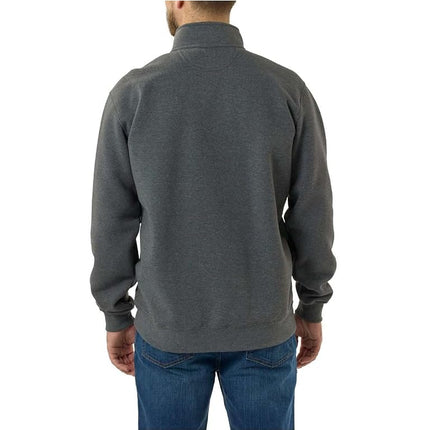 Carhartt Men's Loose Fit Midweight Quarter-Zip Mock-Neck Sweatshirt, Heather Grey, M