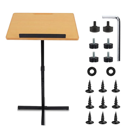 PYLE Portable Floor Lectern Podium Stand-Height Adjustable Steady Standing Design Teacher Speaker Lecture Classroom Presentation Stand, Laptop Computer Book Holder w/Slanted Top Shelf PLCTND44,Black