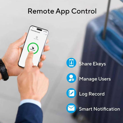 ULTRALOQ Latch 5 Built in WiFi Smart Lock with NFC, 5-in-1 Keyless Entry Door Lock with Bluetooth, Smart Handle with Keypad (Black)