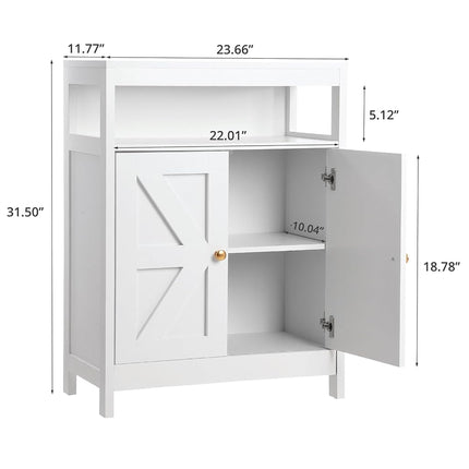 Mueble auxiliar de baño GAOMON de madera con 2 puertas, armario de almacenamiento independiente para cocina/sala de estar/baño, color blanco