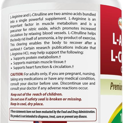 Best Naturals L-Arginine L-Citrulline Complex 1000 mg 250 Tablets (250 Count (Pack of 2))