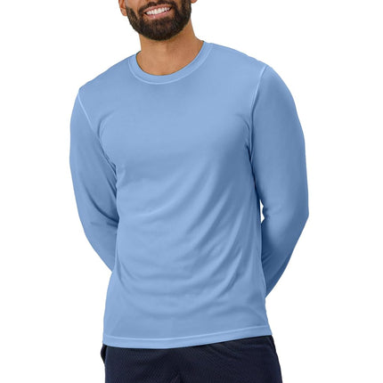 Hanes Men's Long Sleeve Cool DRI T-Shirt UPF 50-Plus, Light Blue, Small (Pack of 2)