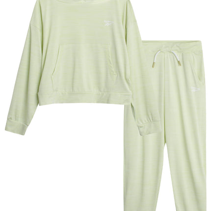 Reebok Girls 2 Piece Sweatsuit Set Fleece Hoodie a