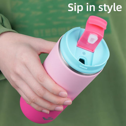 Konokyo Tumbler with Lid, 16 oz Travel Coffee Mug Double Wall Vacuum Stainless Steel Thermal Metal Cup Insulated Water Bottle,Cherry