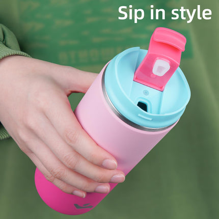 Konokyo Tumbler with Lid, 16 oz Travel Coffee Mug Double Wall Vacuum Stainless Steel Thermal Metal Cup Insulated Water Bottle,Cherry