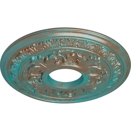 15 3/8"OD x 4 1/4"ID x 1 1/2"P Baltimore Ceiling Medallion (Fits Canopies up to 5 1/2"), Hand-Painted Copper Green Patina