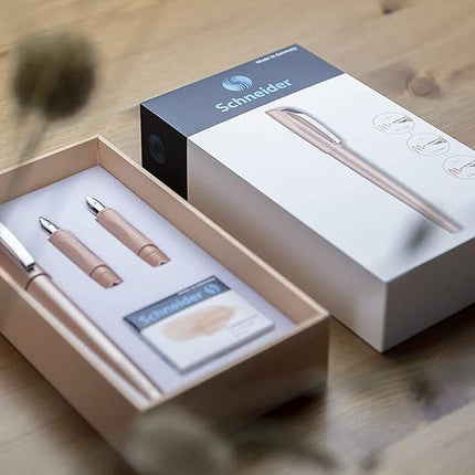 Schneider Callissima Calligraphy Fountain Pen Gift Set (3 Different Nib Sizes Including Cartridges) Apricot