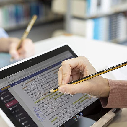 Staedtler Noris digital classic 180 22, EMR stylus, stylus for digital writing and drawing on EMR touch screens (classic hexagonal shape, 4,096 pressure levels, fine 0.7 mm tip), yellow/black