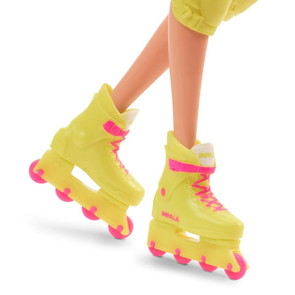 Barbie THE MOVIE, Margot Robbie as Barbie Doll, inLine Skating Outfit, iconic look from the film, neon skate gear, HRB04