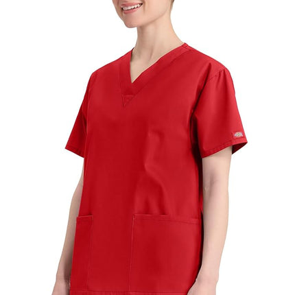 Dickies Women's Signature Top Neck 86706 medical scrubs shirts, Red, M UK