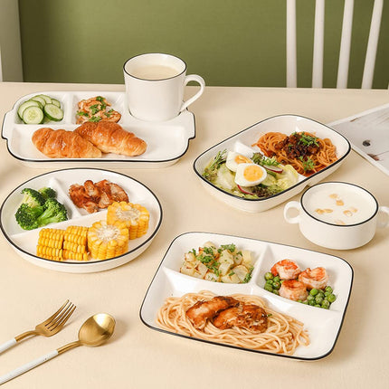 OnePine Porcelain Healthy Eating Plate, Diet Dinner Plate with 3 Compartment, Portion Control Plates for Adults Weight Loss