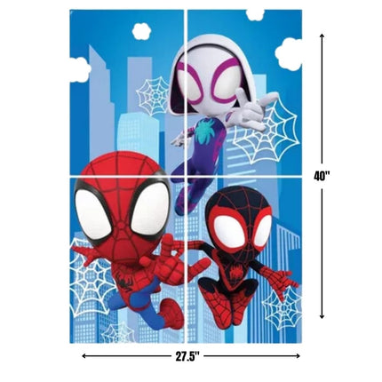 Spidey & Friends Paper Party Scene Setter with Props - 40" x 27.5" | Blue | 1 Set of 16 Pcs